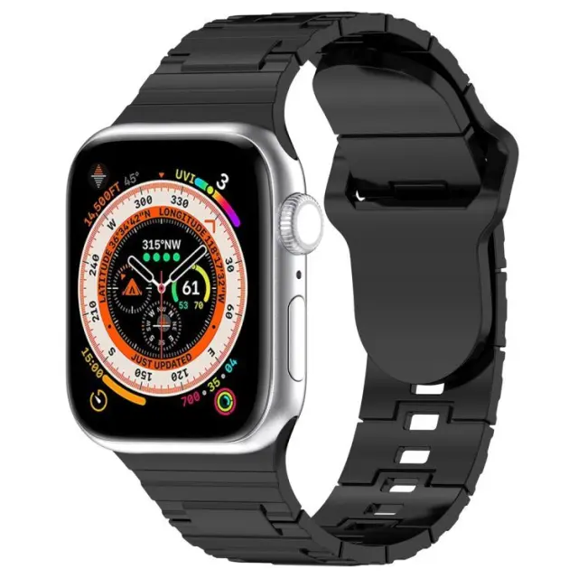 Armor Style Ανταλλακτικό Λουράκι Σιλικόνης για Apple Watch 44/45/46/49mm - Black OEM 2