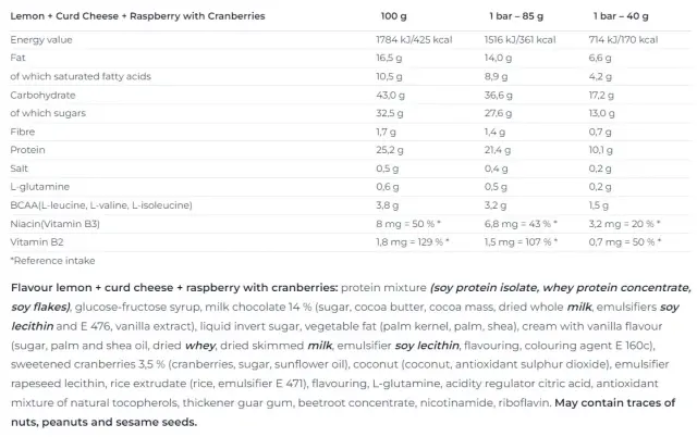 Nutrend Excelent Protein Bar Double Lemon & Curd & Raspberry & Cranberry, 1 Bar 2