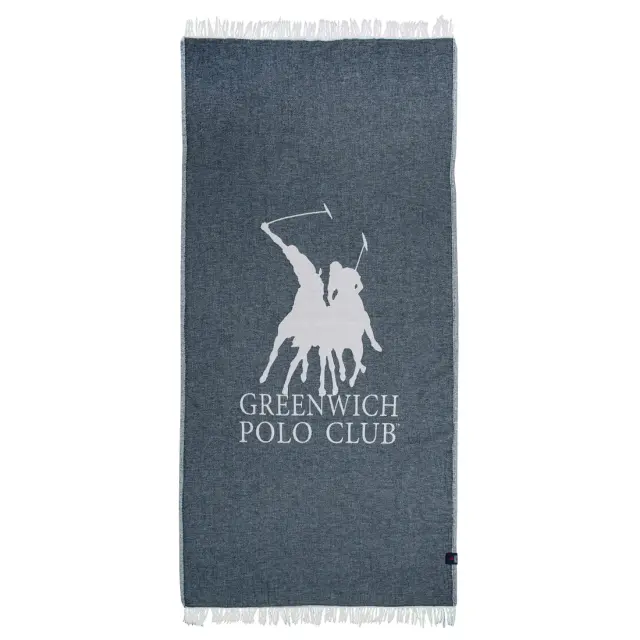 Πετσέτα-Παρεό Θαλάσσης 85x170 220gsm Greenwich Polo Club 3907 Ivory-Blue 100% βαμβακερό