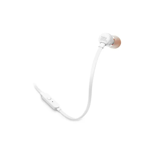 JBL T110E, InEar Universal Headphones 1-button Mic/Remote (White)