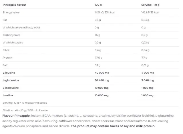 Nutrend BCAA 4:1:1 Powder Pineapple, 500 g 2