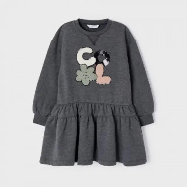 Baby 6 μηνών έως 4 ετών Φόρεμα με βολάν ECOFRIENDS γκρι έντονο - 3Ε 2
