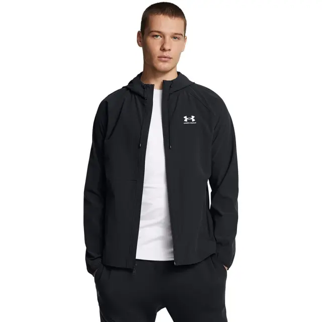 Under Armour Men's Stretch Woven Windbreaker Μαύρο 6003001-001 (Under Armour) - Large