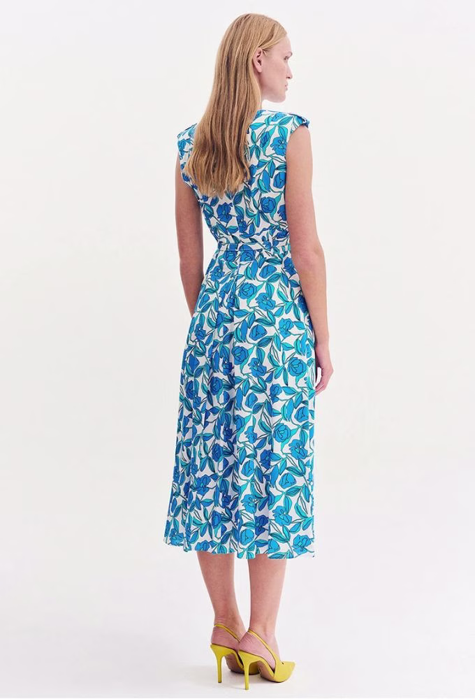 Forel Φόρεμα Floral Midi Λευκό-Γαλάζιο Γαλάζιο - 52 2