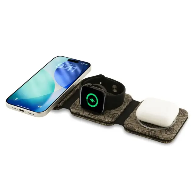Guess PU 4G MagSafe Wireless Charger 3v1 Brown 3