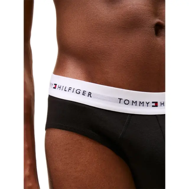 Tommy Hilfiger Ανδρικό Slip Signature Logo Waistband Briefs - Τριπλό Πακέτο, Χρώμα Black-Black-Black White Wb - S 2
