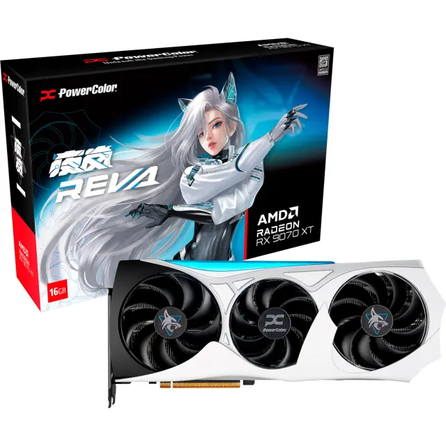 PowerColor Powercolor RX 9070 XT Hellhound REVA 16GB OC (black, RDNA4, GDDR6, 3x DisplayPort, 1x HDMI)