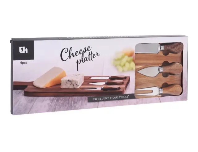 Πλατώ σερβιρίσματος τυριών Εxcellent Houseware με 3 μαχαίρια τυριού και διαστάσεις 42x15.5x1.5cm 101001700 2