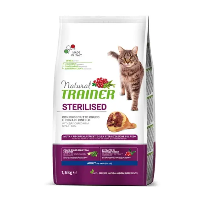 Natural Trainer Low Grain Cat Adult Sterilised με Προσούτο 1,5Kg Μονόχρωμο