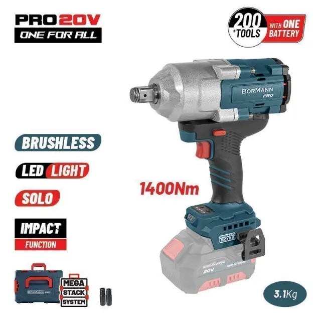 Bormann Pro BBP5391CA - Μπουλονόκλειδο Brushless Mπαταρίας 20V, Li-Ion, 1400Nm, 0-900/1200/1500rpm (Χωρίς Μπαταρία + Φορτιστή) (085638)
