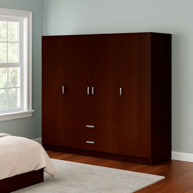 Ντουλάπα τετράφυλλη Royal pakoworld με συρτάρια wenge 200x58x177εκ 2