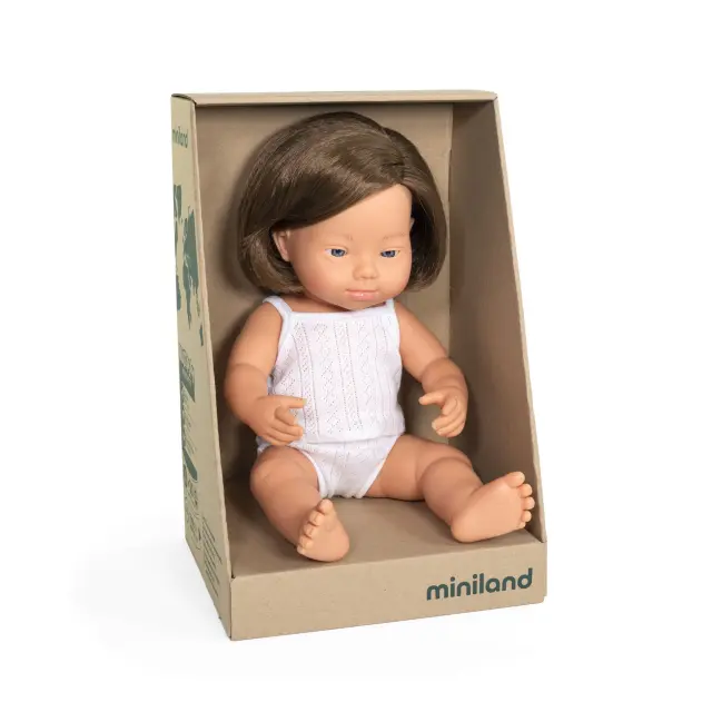 MINILAND DOLLS MINILAND ΚΟΥΚΛΑ ΚΟΡΙΤΣΙ ΜΕ ΣΥΝΔΡΟΜΟ DOWN 38 CM ΜΕ ΕΣΩΡΟΥΧΑ 2