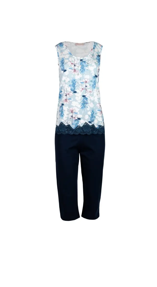 S753 - Type - PIJAMA BLUE FLOWERS CAPRI - M
