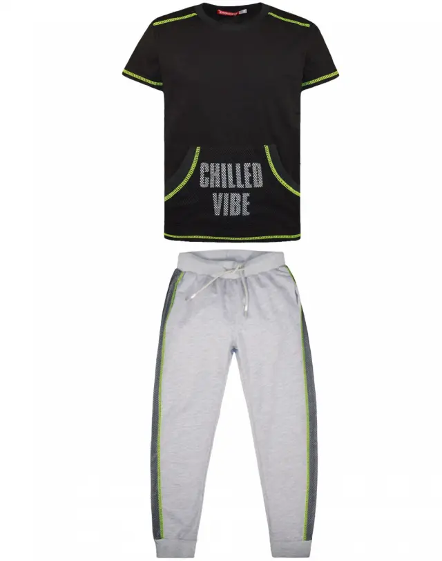Mini 2 έως 10 ετών Σετ Chilled Vibe μαύρο γκρι - 14Ε