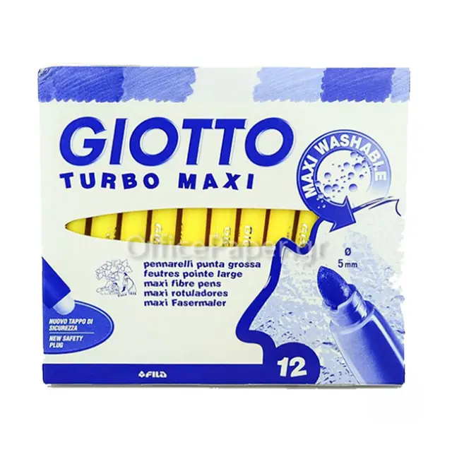Giotto Μαρκαδόροι Ζωγραφικής Μονόχρωμοι Turbo Maxi - Κίτρινο (F456002)