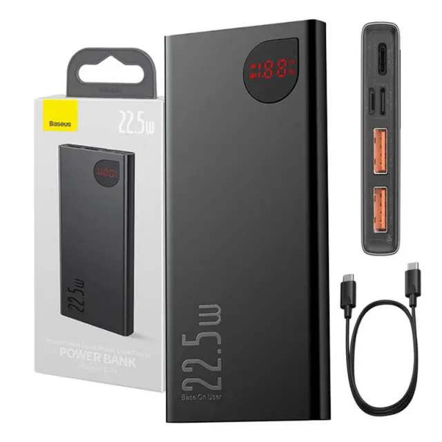 Baseus Adaman Overseas Edition 2021 Power Bank 10000mAh 22.5W με 2 Θύρες USB-A και Θύρα USB-C Power Delivery / Quick Charge 3.0 Μαύρο (PPAD070001) (BASPPAD070001) 2