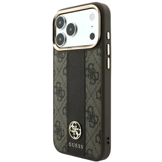 Θήκη TPU & PC Guess Apple iPhone 18 Pro Max/ 17 Pro Max MagSafe Leather Stripe Round Classic Logo Καφέ N71809