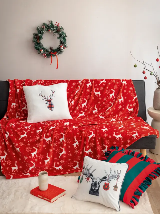 Palamaiki Κουβέρτα Καναπέ 160x220 Christmas Collection RUDOLPH