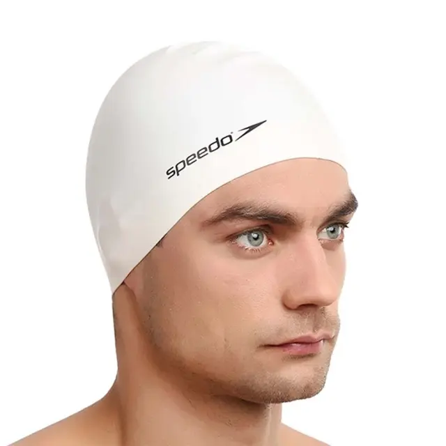 Speedo Unisex Adult Plain Flat Silicone Swim Cap Άσπρο 8709910010 (Speedo) - One Size