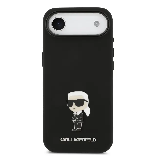 Karl Lagerfeld Liquid Silicone Metal Ikonik Case for iPhone Air Black 3