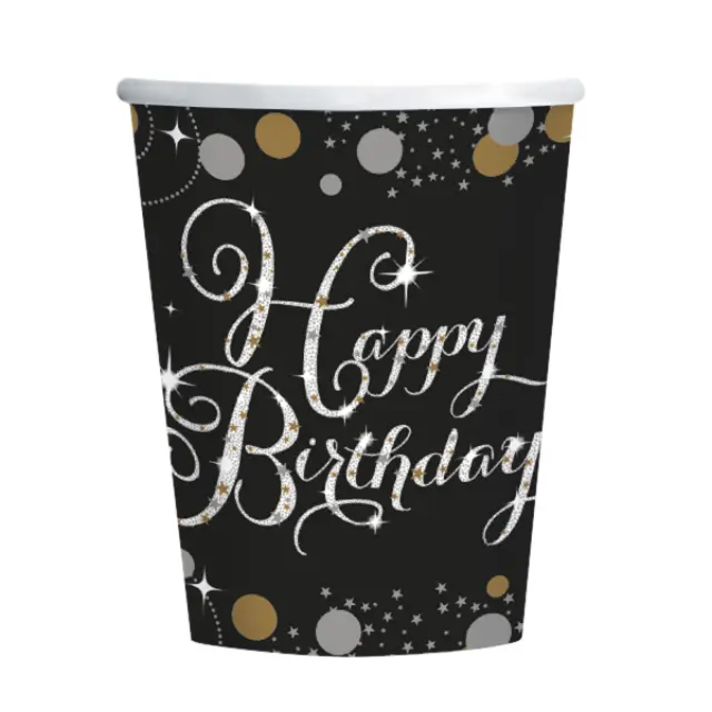 Ποτήρια χαρτ. 250ml Happy Birthday Sparkling Celebrations /8 τεμ