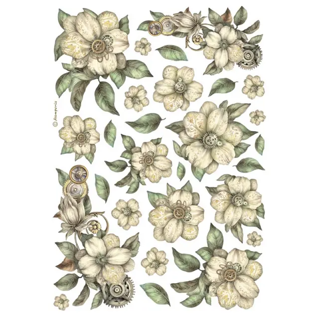 Ριζόχαρτο ντεκουπάζ Stamperia 21x29cm A4, White flowers