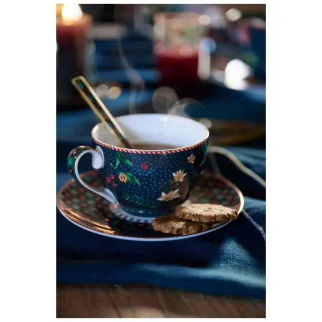 Pip Studio Σετ 2 Πορσελάνινα Φλυτζάνια Τσαγιού 280ml με Πιατάκι / Set 2 Cups in a Gift Box: Berry Blues 2