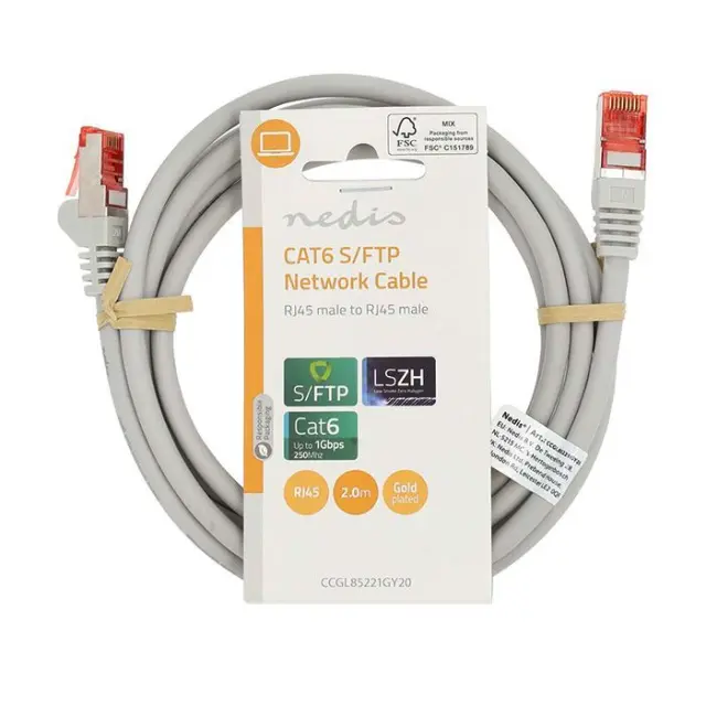 NEDIS CCGL85221GY20 S/FTP Cat.6 ΚΑΛΩΔΙΟ ΔΙΚΤΥΟΥ ΜΗΚΟΥΣ 2m ΓΚΡΙ 3