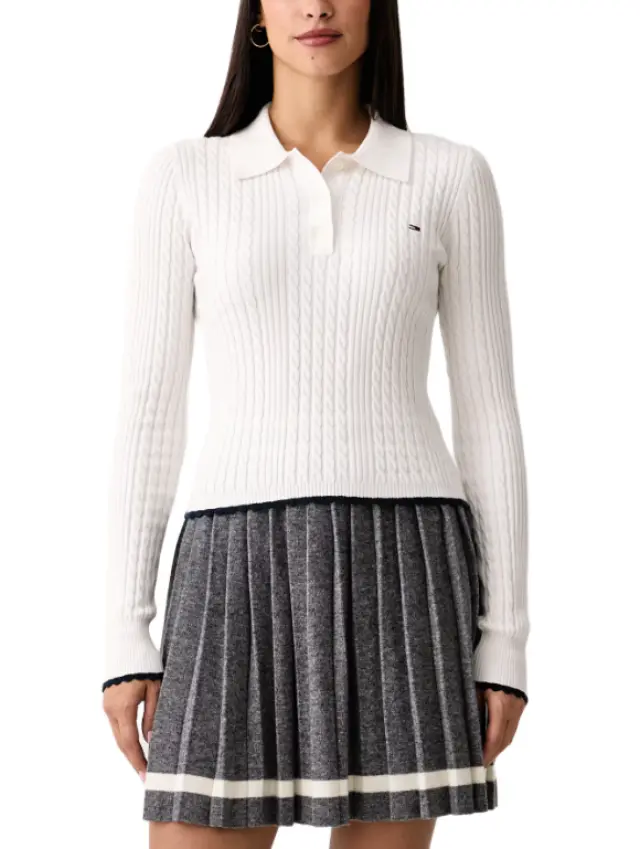 Tommy Hilfiger γυναικείο πλεκτό πόλο μπλουζάκι DW0DW23354-1