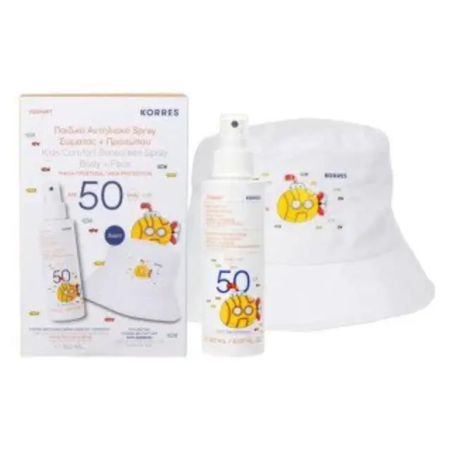 Korres Promo Yoghurt Γιαούρτι Παιδικό Αντηλιακό Spray Σώματος + Προσώπου SPF50 150ml & Δώρο Συλλεκτικό Bucket Hat 2