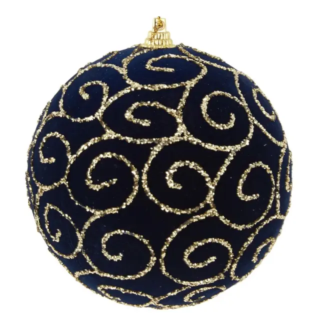 Μπάλα Decor Με Ασημί Glitter Μπλε 10cm 3