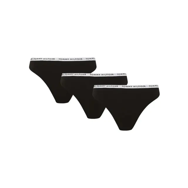 Tommy Hilfiger Γυναικείο String Recycled Cotton Thong - Τριπλό Πακέτο, Χρώμα Μαύρο-Μαύρο
