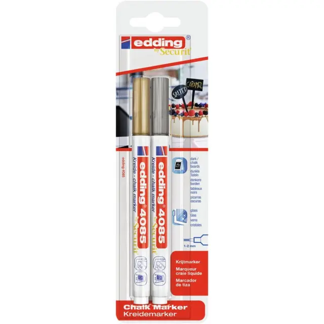 Edding 4085 Μαρκαδόρος Μαυροπίνακα Υγρής Κιμωλίας Gold/Silver/ 01.4085/2BL (Edding)