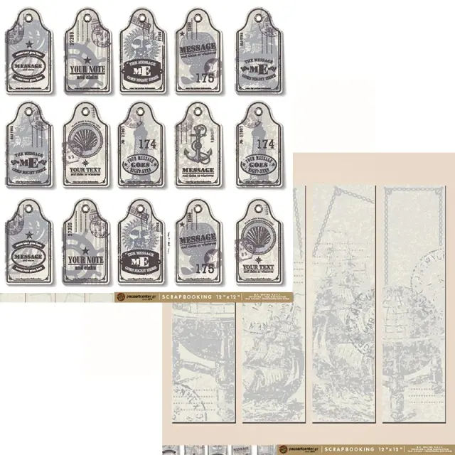Χαρτί Scrapbooking Paco Art Center Διπλής Όψης - Message Tags - 31x30cm