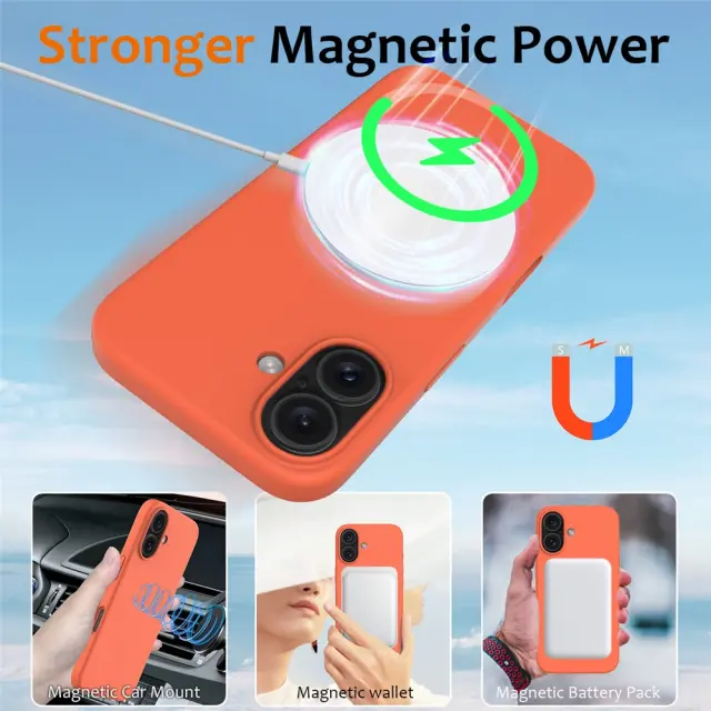 Θήκη Σιλικόνης με MagSafe για iPhone 16-Orange OEM 2