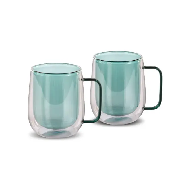 Σετ Ποτήρια Τσαγιού VASO Lamart LT9124 Γυάλινα με Διπλό Τοίχωμα 250ml Πράσινο 2 Τεμ