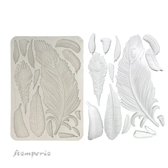 Καλούπι σιλικόνης A5, 15×21cm, Stamperia, Masquerade, Feathers