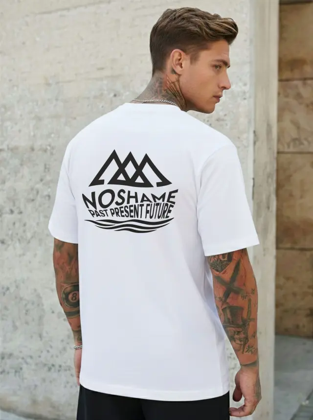 T-shirt Noshame® Oversized Λευκό με τύπωμα - 142661 - XXL
