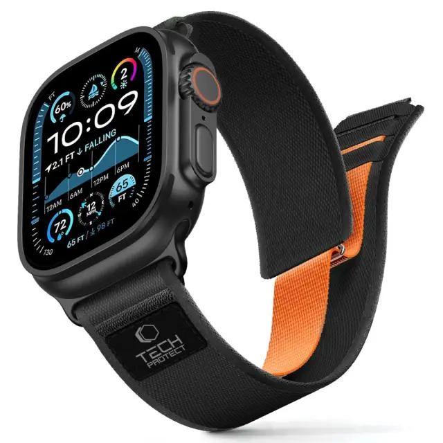 Tech-protect Nylon Elite Apple Watch 8 / 9 / 10 / 11 / 12 / Se / Ultra (44 / 45 / 46 / 49 Mm) Black/orange
