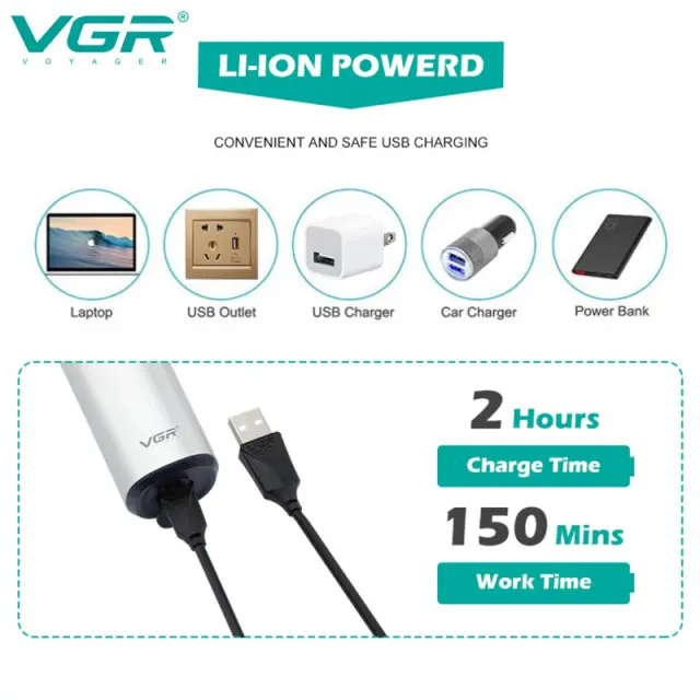 VGR V-328 Περιστρεφόμενη Ξυριστική Μηχανή Προσώπου Επαναφορτιζόμενη 3