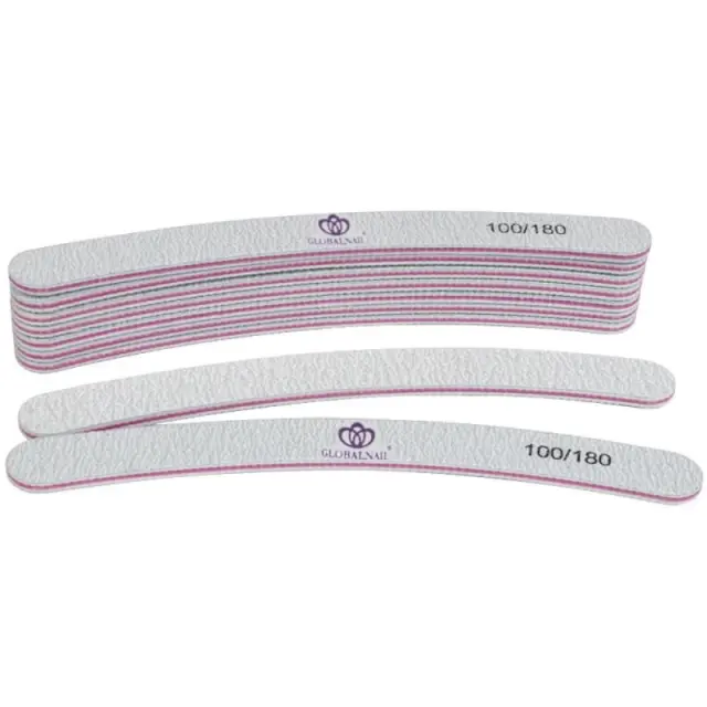 Globalnail Λίμα νυχιών Banana Διπλής Όψης 100/180 25τμχ - Nail File 039121