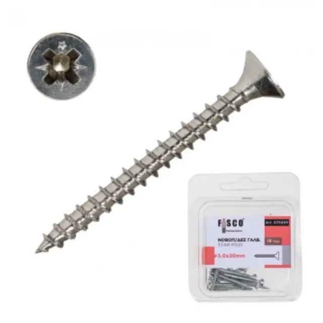 Νοβοπανόβιδες Γαλβανιζέ FSCO STAR-POZI 3.5x16 Συσκ. 22 τεμ. BLISTER
