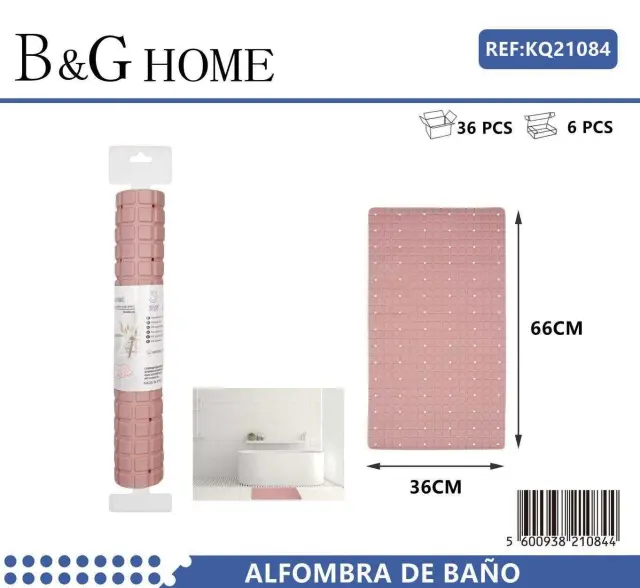 Αντιολισθητικό πατάκι μπάνιου - M0839 - 36x66cm - Pink - 21084 2