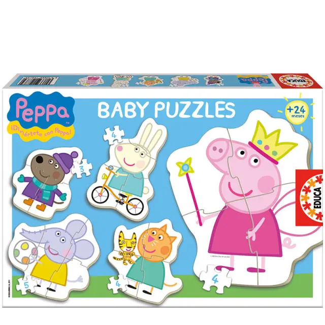 Educa Baby Παζλ, Πέππα το Γουρουνάκι (Κουτί με 5 παζλ)