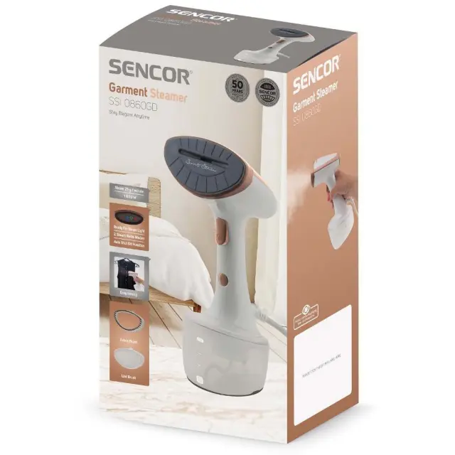 Ατμοκαθαριστής Ρούχων Sencor SSI 0860GD 1600 W με Εξάρτηματα Πλέγμα και Βούρτσα 1.9m Λευκό 2
