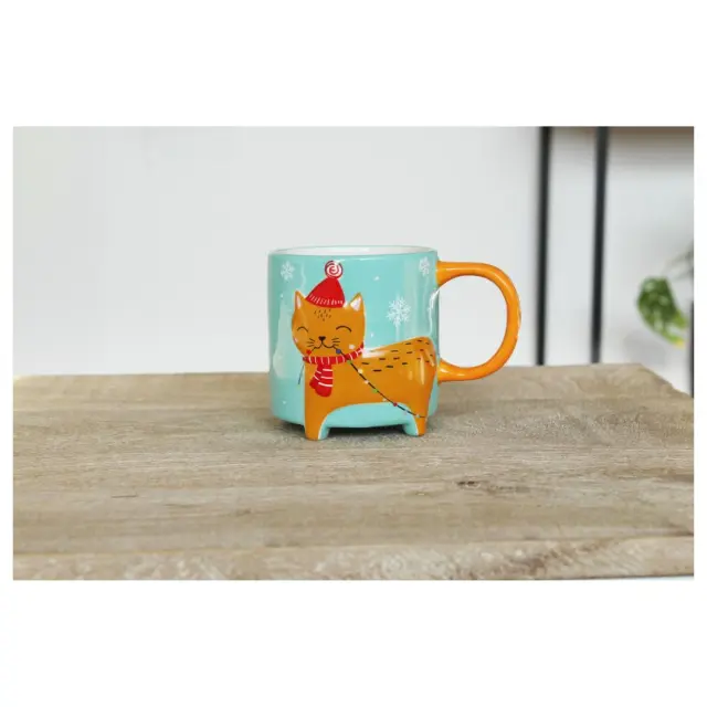 Winkee Κεραμική Κούπα Γάτα / Cute Animal Mug: Ginger Cat (Winter Edition) 2