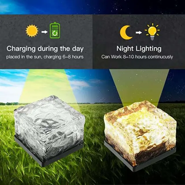 Ηλιακό φωτιστικό δαπέδου - Ice cube solar light Θερμό λευκό 1 τμχ 3