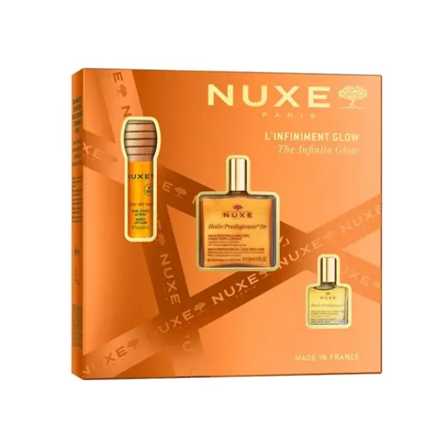NUXE XMAS SET Nuxe Huile Prodigieuse Or Multi-Purpose Dry Oil 50ml & Reve de Miel Honey Lip Care 10ml & Huile Prodigieuse Multi-Purpose Dry Oil 10ml