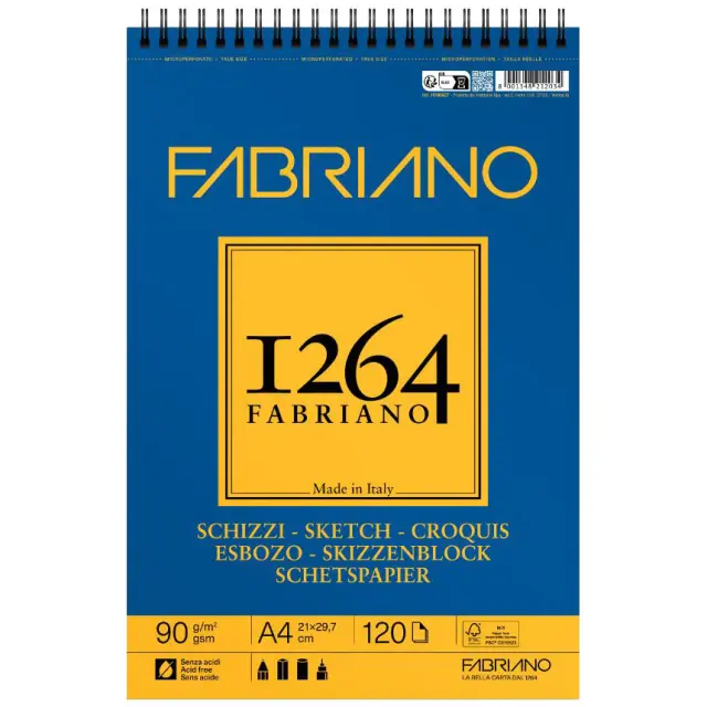 Μπλοκ Fabriano 1264 Sketch Σπιράλ Portrait για Σκιτσάρισμα 90g/m² - A4 21x29.7cm - 120 Φύλλα