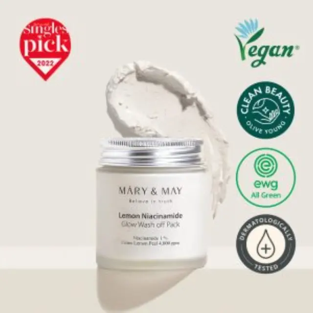 Mary&May | Lemon Niacinamide Glow Wash off Pack Vegan Μάσκα με Νιασιναμίδη & Άργιλο για Καθαρισμό & Λάμψη | 125gr 2